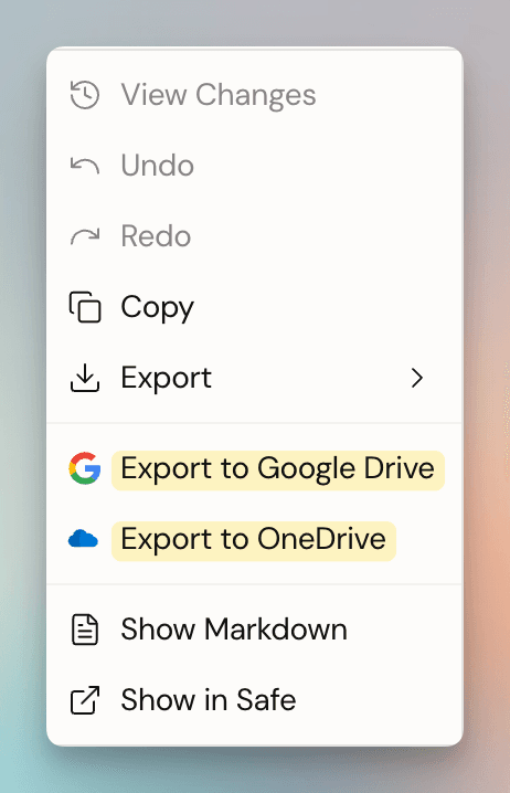 Cloud drive export